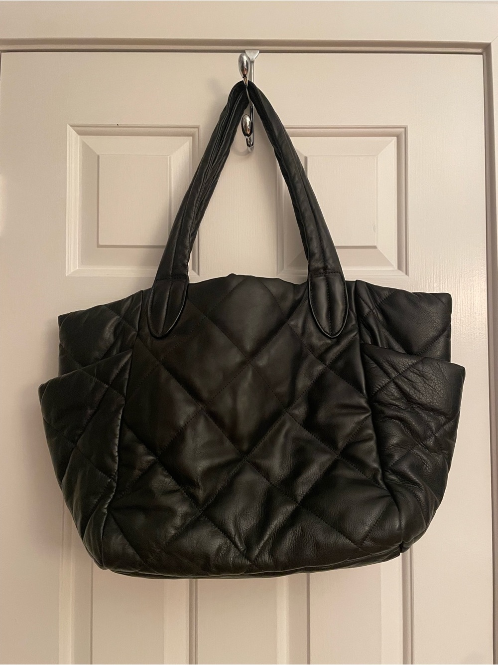 Banana Republic Black Quilted leather Tote Bag